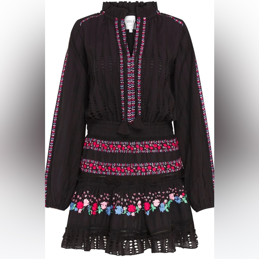 NWOT Misa Los Angeles Manuela Embroidered Mini Dress Sz M